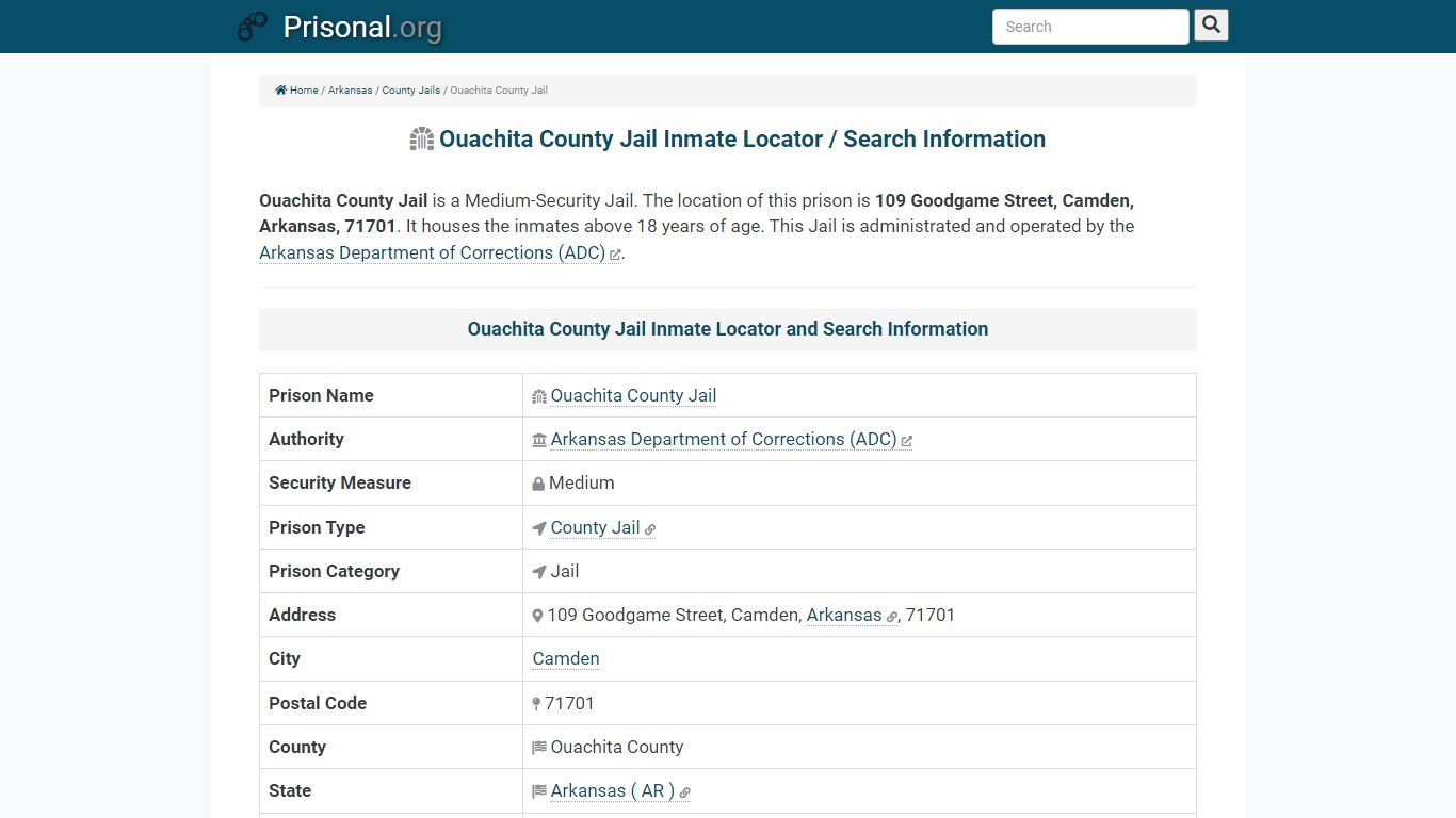 Ouachita County Jail-Inmate Locator/Search Info, Phone ...
